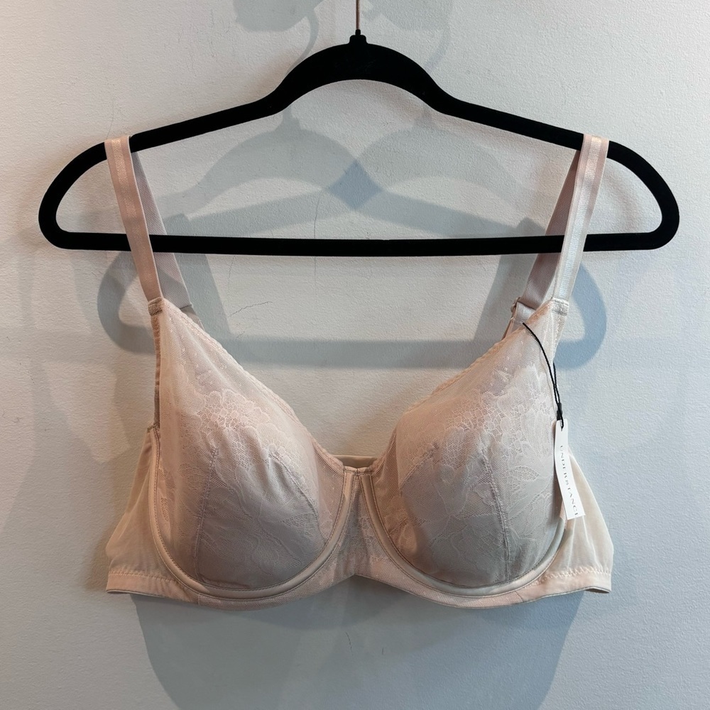 UNDERSTANCE Sz 38D Petal Smooth Lace Demi Flexwire Adjustable Straps Bra NEW